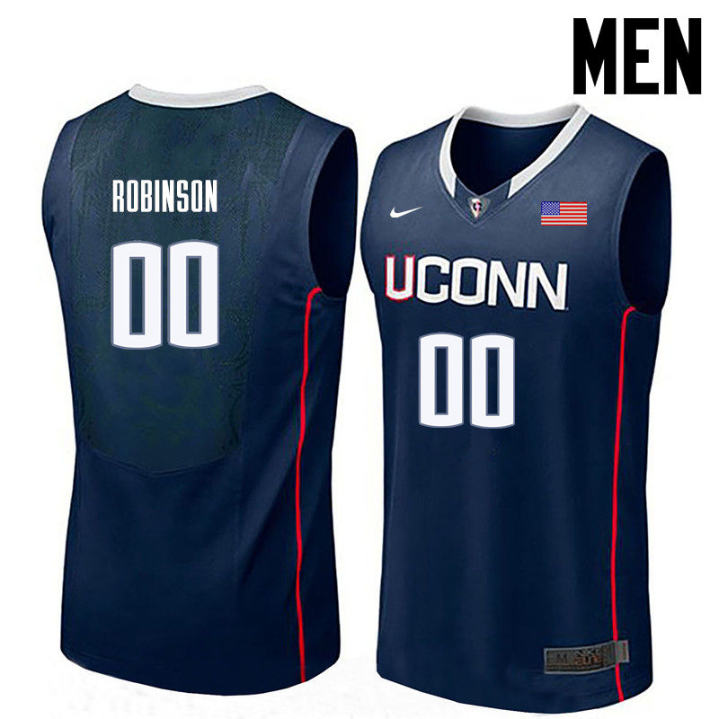 Men Uconn Huskies #00 Clifford Robinson College Basketball Jerseys-Navy - Click Image to Close